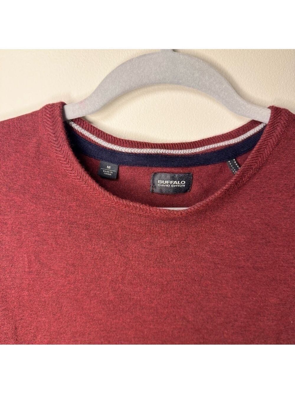 Buffalo David Bitton Men's Maroon Crewneck Sweater - Picture 4 of 5